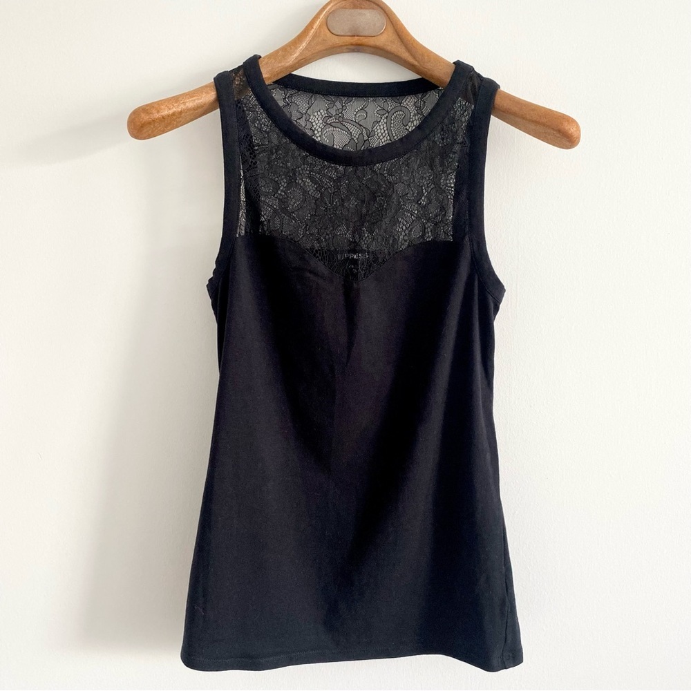 Express Black Sweetheart Lace Tank Size XS
